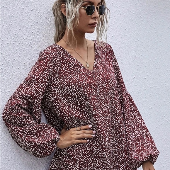 New! Printed polka dots ballon sleeves blouse - Picture 6 of 6